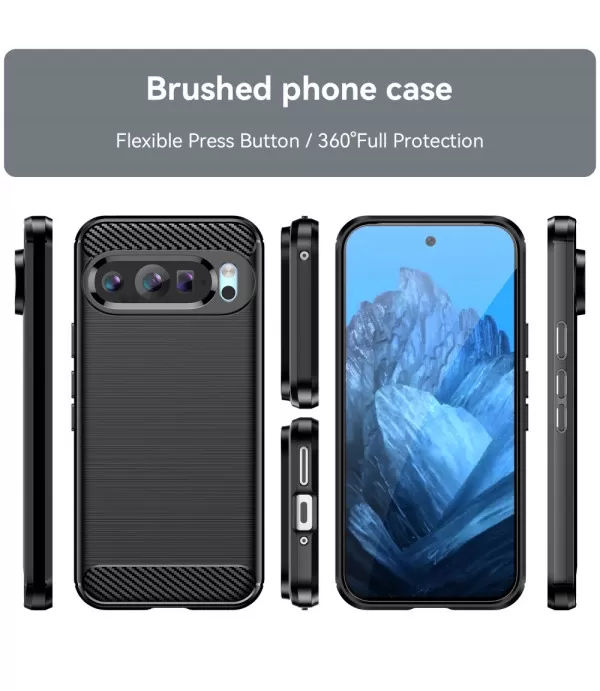 Carbon Brush TPU maska za Google Pixel 9 / Pixel 9 Pro – elegantna zaštita s karbonskom teksturom
