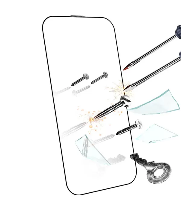 RURIHAI premium zaštitno staklo s crnim rubom za iPhone 16 Pro Max