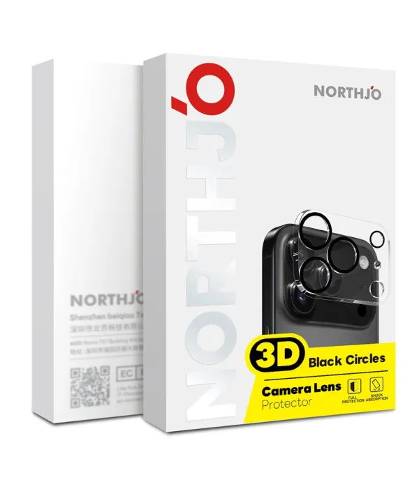 NORTHJO zaštitno staklo za kameru iPhone 17 Pro Black Circles