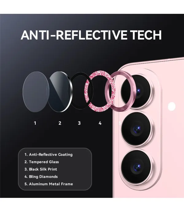NORTHJO zaštita kamere za Samsung Galaxy S26 – Pink Glitter