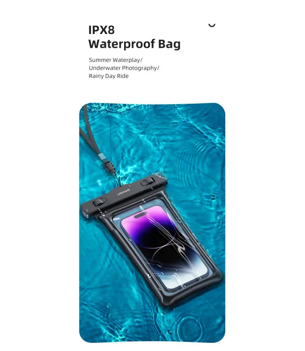 USAMS vodootporna torbica za mobitel do 7" – IPX8 10m