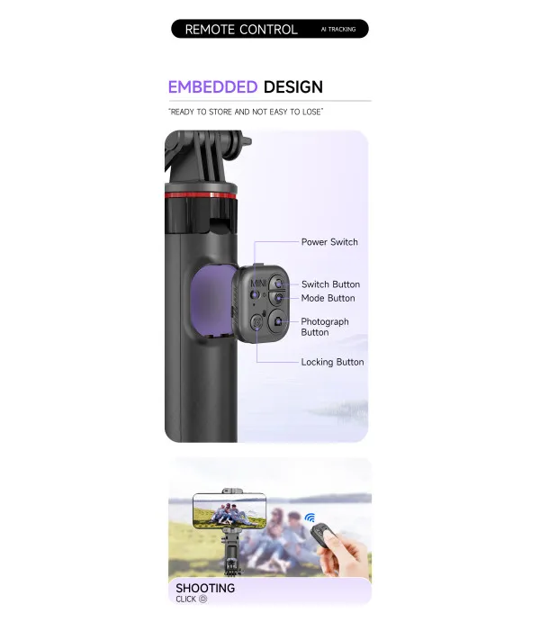 C22 AI Face Tracking 3-u-1 stabilizator, tripod i selfie štap