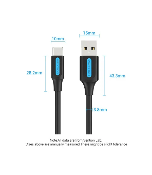 VENTION USB-A na USB-C kabel 0.5m 3A