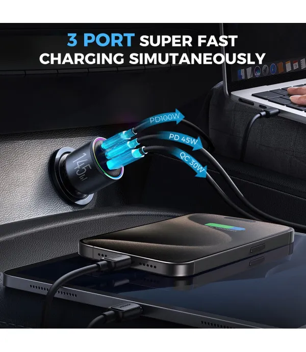 Joyroom JR-CCN07 auto punjač 145W s tri brza porta