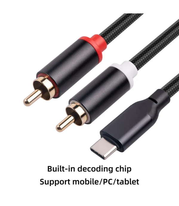 USB-C na 2×RCA Audio Kabel s DAC čipom 1m