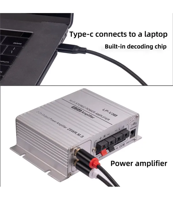 USB-C na 2×RCA Audio Kabel s DAC čipom 1m