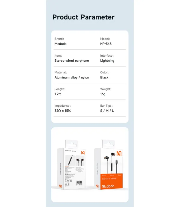 Mcdodo HP-3480 stereo žičane slušalice s mikrofonom i Lightning priključkom