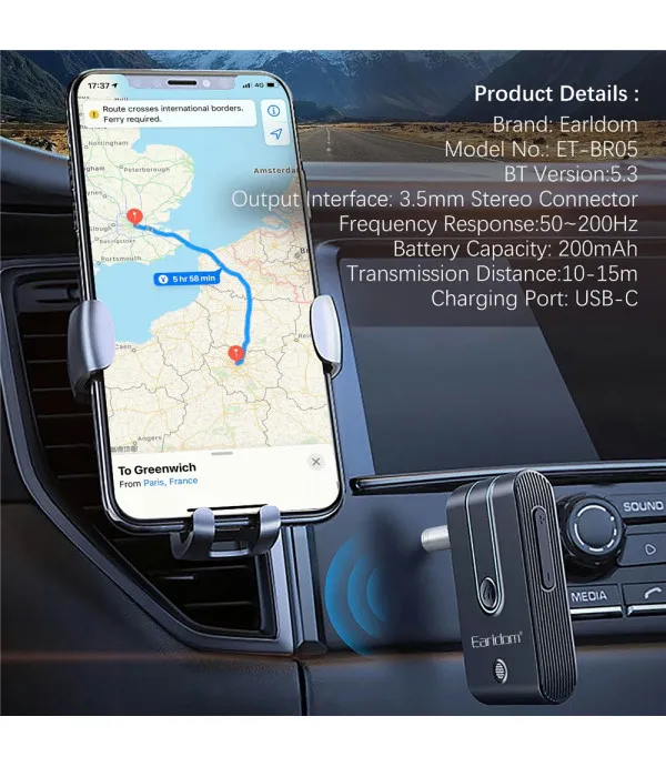 EARLDOM ET-BR05 Bluetooth 5.3 AUX adapter za auto