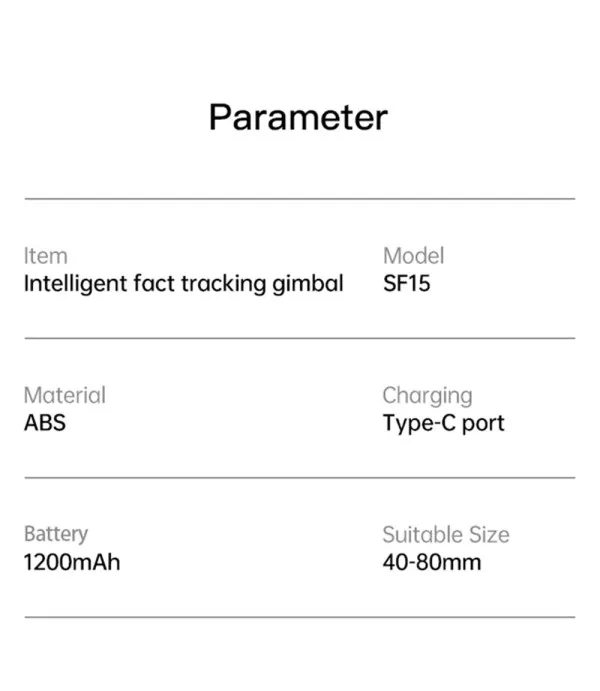 Yesido SF15 Auto Face Tracking Gimbal Selfie Stick