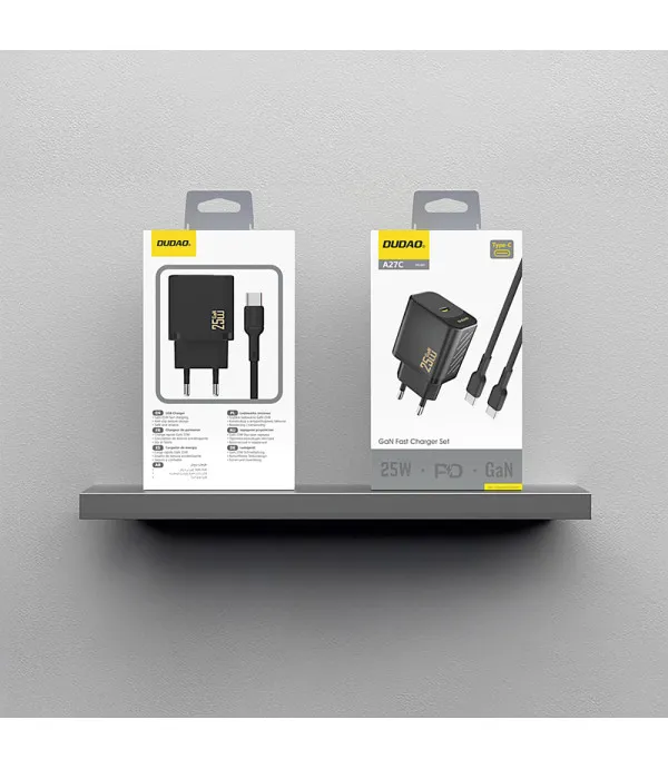 Dudao A27CEU PD 25W GaN USB-C zidni punjač s kabelom