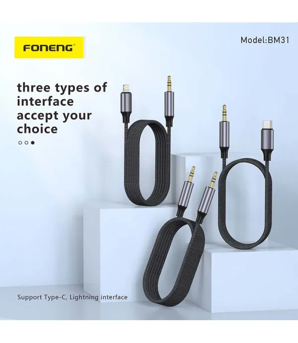 Foneng BM31 Metal AUX audio kabel 3.5 mm – 3.5 mm