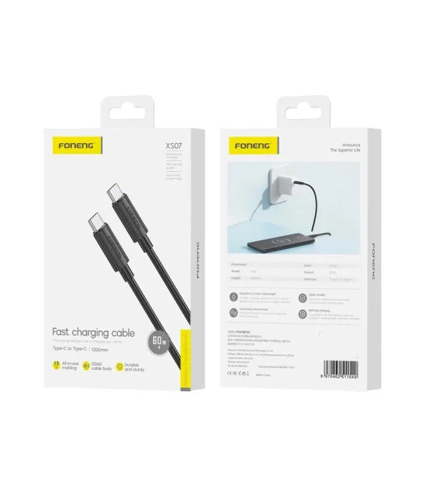 Foneng XS07 USB-C na USB-C PD kabel 60W 1.2 m