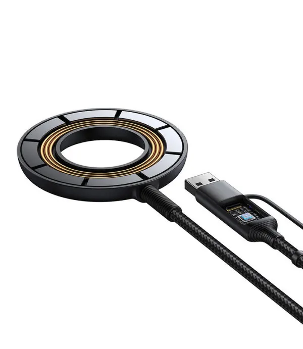 Joyroom JR-WQM03 magnetski punjač s USB i USB-C priključkom (1.2 m, crni)