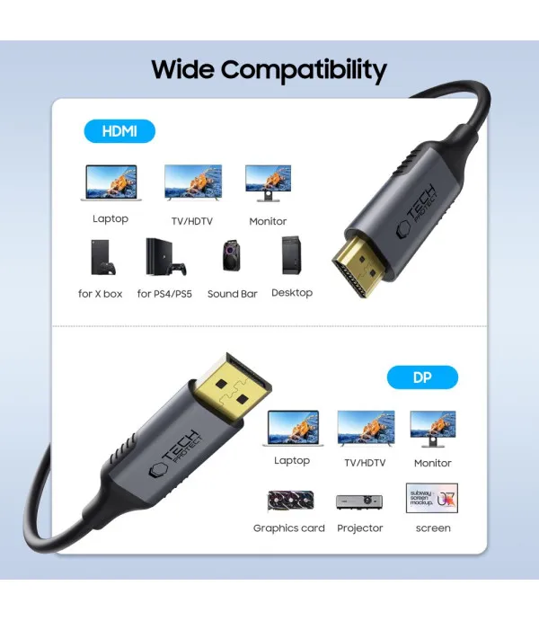 Tech-Protect Ultraboost DisplayPort na HDMI kabel 4K 60Hz 2m