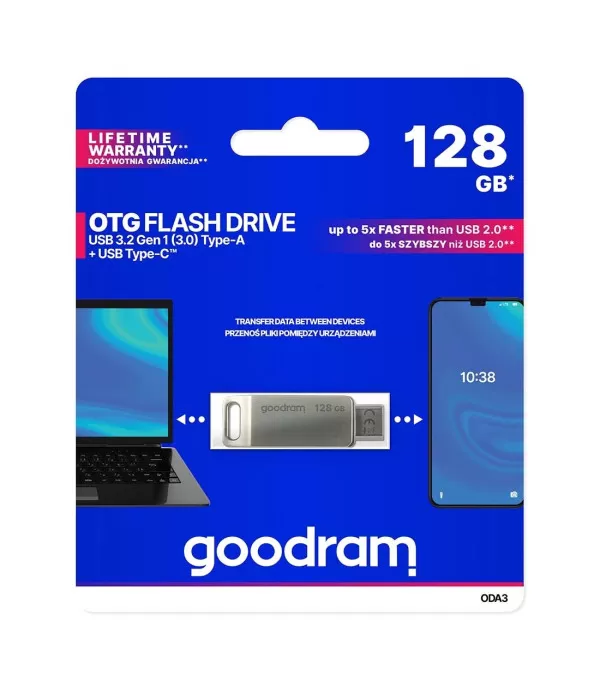  GOODRAM ODA3 OTG Flash Drive 128 GB – USB 3.2 + Type C