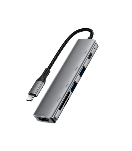 Acefast J18 USB-C 6-u-1 Hub s HDMI 4K 60Hz, PD 90W i čitačem SD/microSD kartica