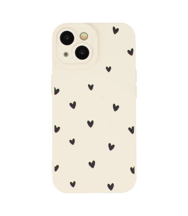 Heart Pattern TPU maska za iPhone 13 - Crna / Crvena srca