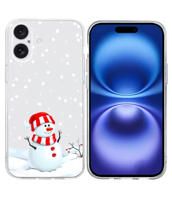 Silikonska prozirna maskica sa uzorkom Božićnog snjegovića za iPhone 16