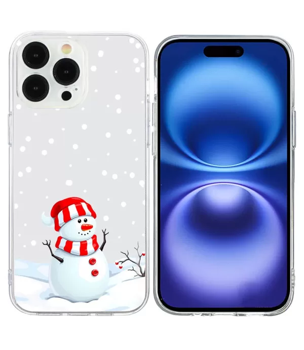 Silikonska prozirna maskica sa uzorkom Božićnog snjegovića za iPhone 16 Pro Max
