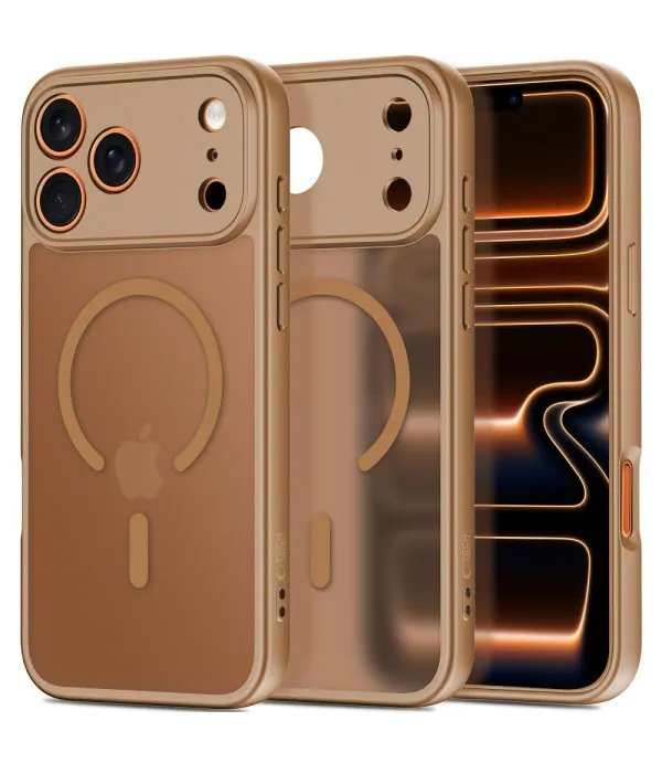 MagSafe maskica za iPhone 17 Pro Max smeđa matt prozirnim leđima