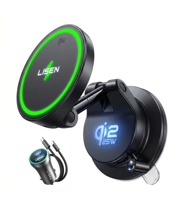 Lisen W608 Pro magnetski auto nosač s Qi2.2 bežičnim punjačem 25W