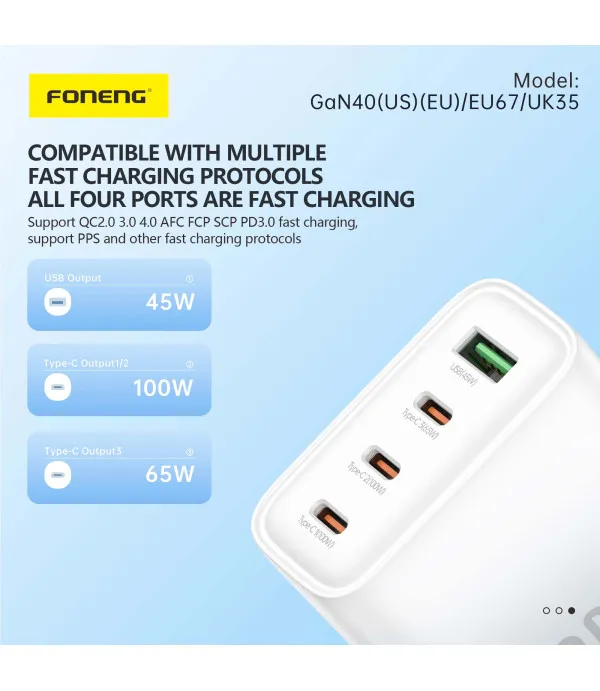 Foneng GaN40 GaN PD kućni punjač 100W