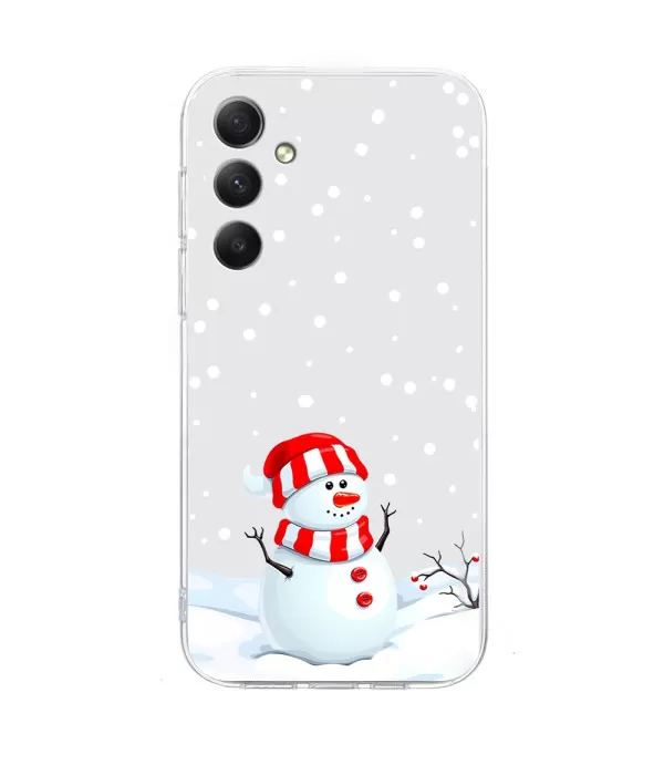 Silikonska prozirna maskica s božićnim snjegovićem za Samsung Galaxy A55 5G