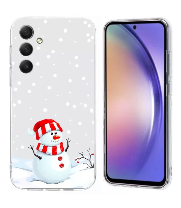 Silikonska prozirna maskica s božićnim snjegovićem za Samsung Galaxy A55 5G