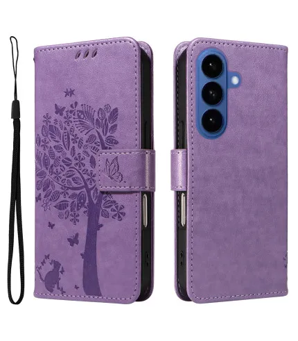 Samsung Galaxy S26 Plus 5G Preklopna novčanik torbica maca, drvo i leptir