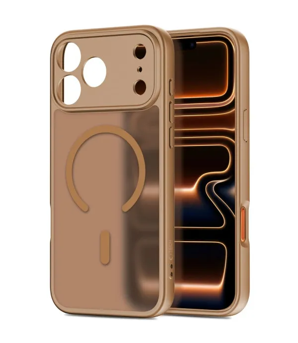 MagSafe maskica za iPhone 17 Pro Max smeđa matt prozirnim leđima