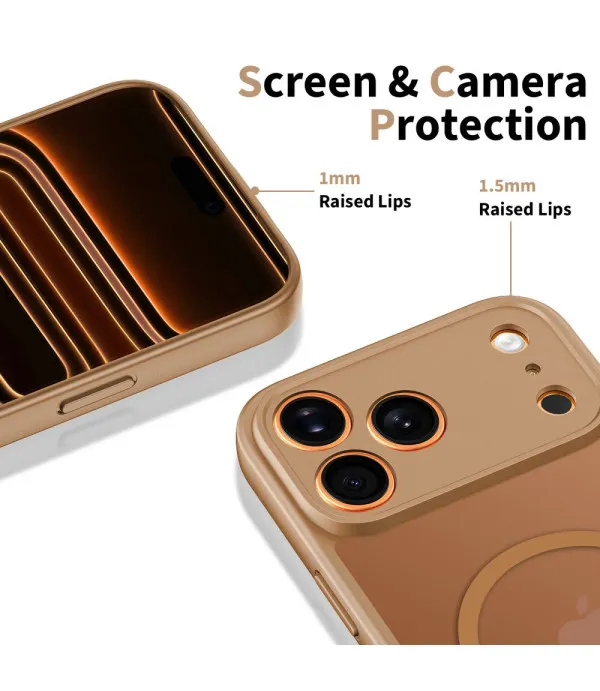 MagSafe maskica za iPhone 17 Pro Max smeđa matt prozirnim leđima