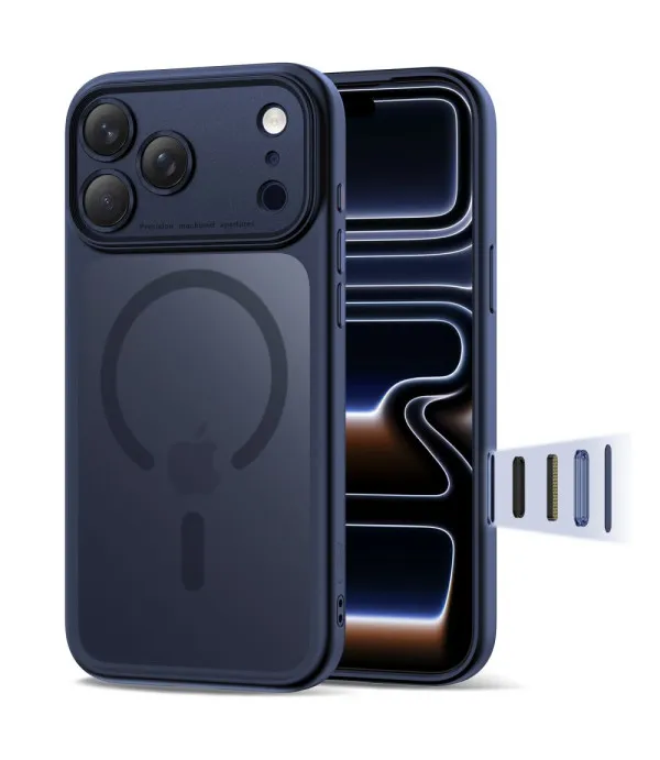MagSafe maskica za iPhone 17 Pro Max plava s mat prozirnim leđima
