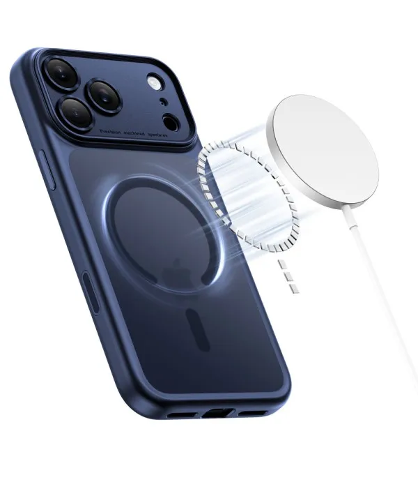 MagSafe maskica za iPhone 17 Pro Max plava s mat prozirnim leđima