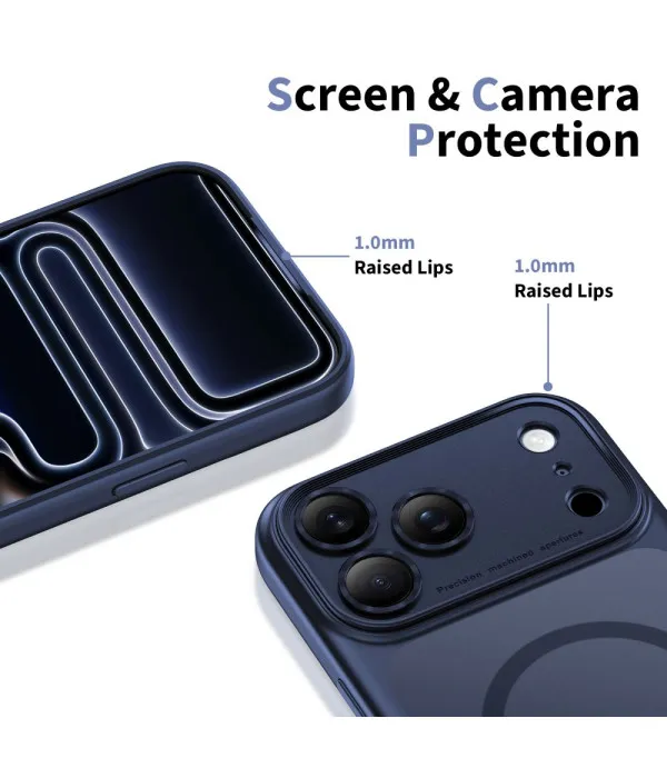 MagSafe maskica za iPhone 17 Pro Max plava s mat prozirnim leđima