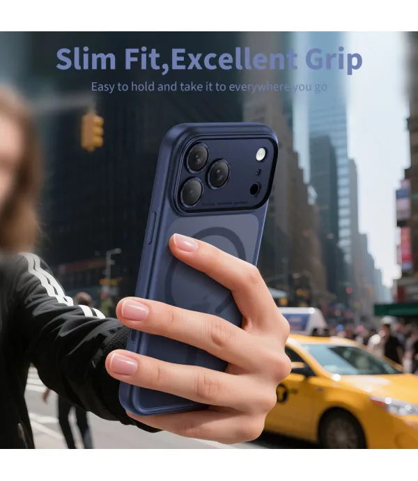 MagSafe maskica za iPhone 17 Pro Max plava s mat prozirnim leđima