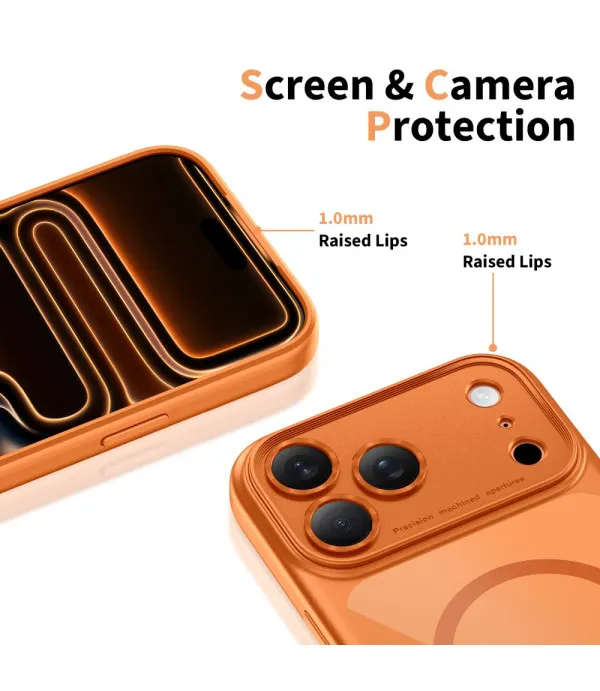 MagSafe maskica za iPhone 17 Pro – narančasta s sjajnim prozirnim leđima