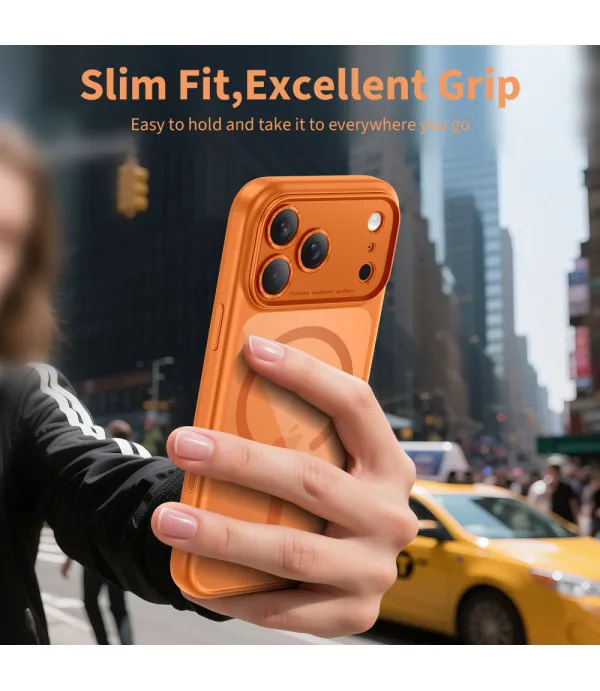 MagSafe maskica za iPhone 17 Pro – narančasta s sjajnim prozirnim leđima