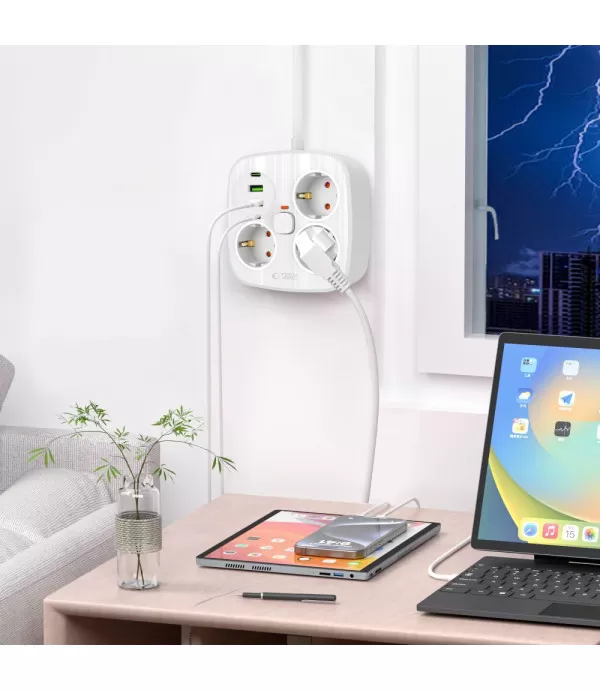 Tech-Protect PCS3X4 produžni kabel s 3 utičnice i 4 USB priključka