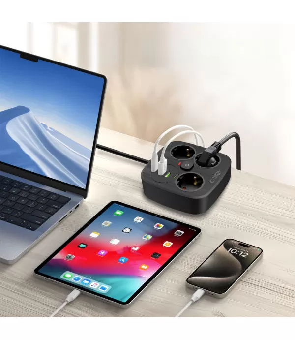 Tech-Protect PCS3X4 produžni kabel s 3 utičnice i 4 USB priključka