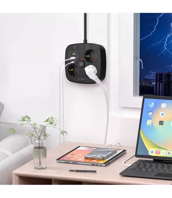 Tech-Protect PCS3X4 produžni kabel s 3 utičnice i 4 USB priključka