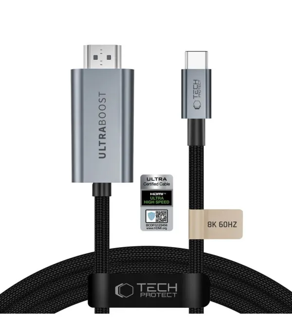 Tech-Protect UltraBoost USB-C na HDMI 2.1 kabel 8K 60Hz 200 cm – Iron Grey
