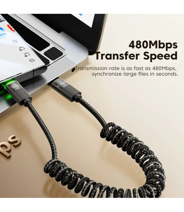 Tech-Protect Ultraboost USB-C na USB-C 100W spiralni kabel