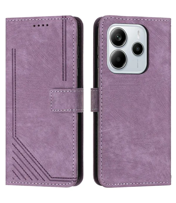 Preklopna torbica s linijskim uzorkom za Xiaomi Redmi Note 14 4G