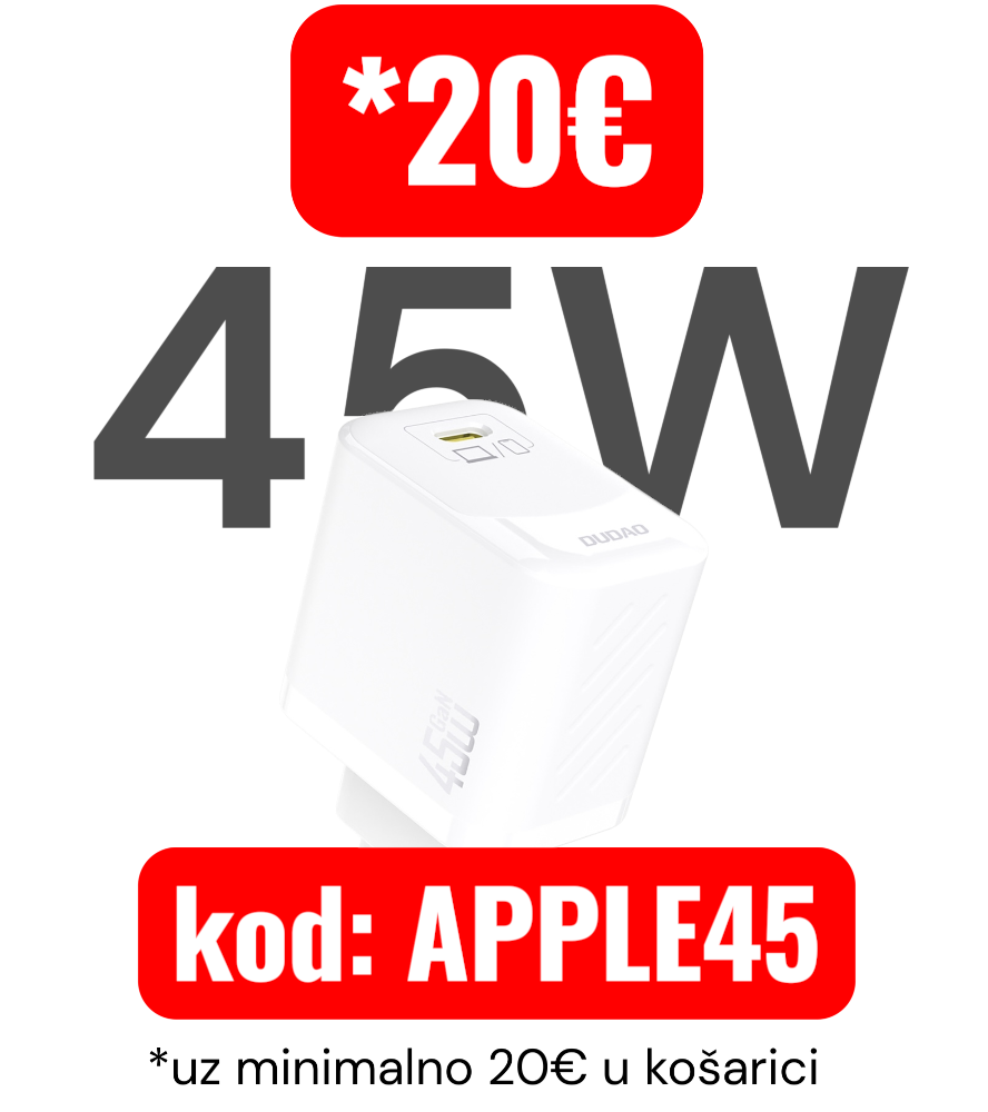 Uz potrošenih 20€ u košarici dobijete 5° popus na komplet punjač Honor 66W