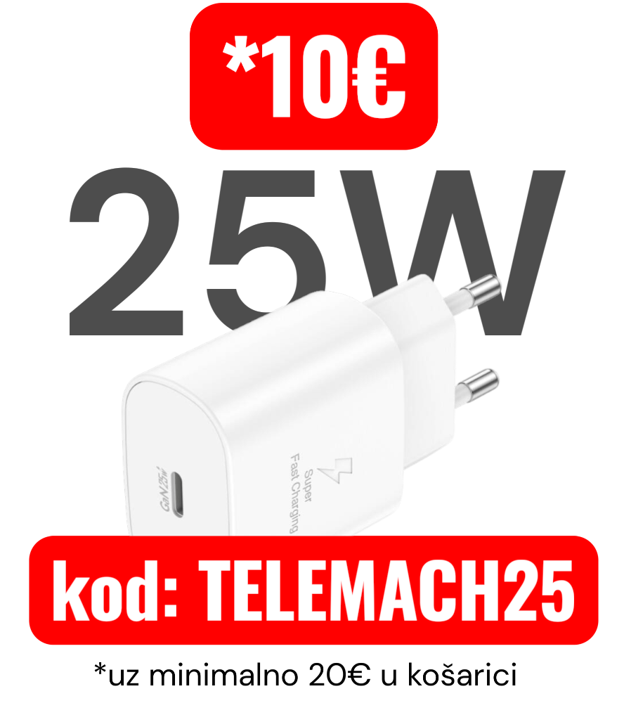 Uz potrošenih 20€ u košarici dobijete 5° popus na komplet punjač Honor 66W