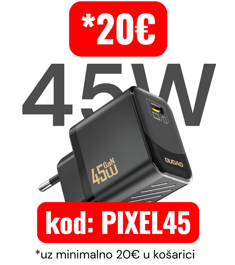 Uz potrošenih 20€ u košarici dobijete 5° popus na komplet punjač Honor 66W